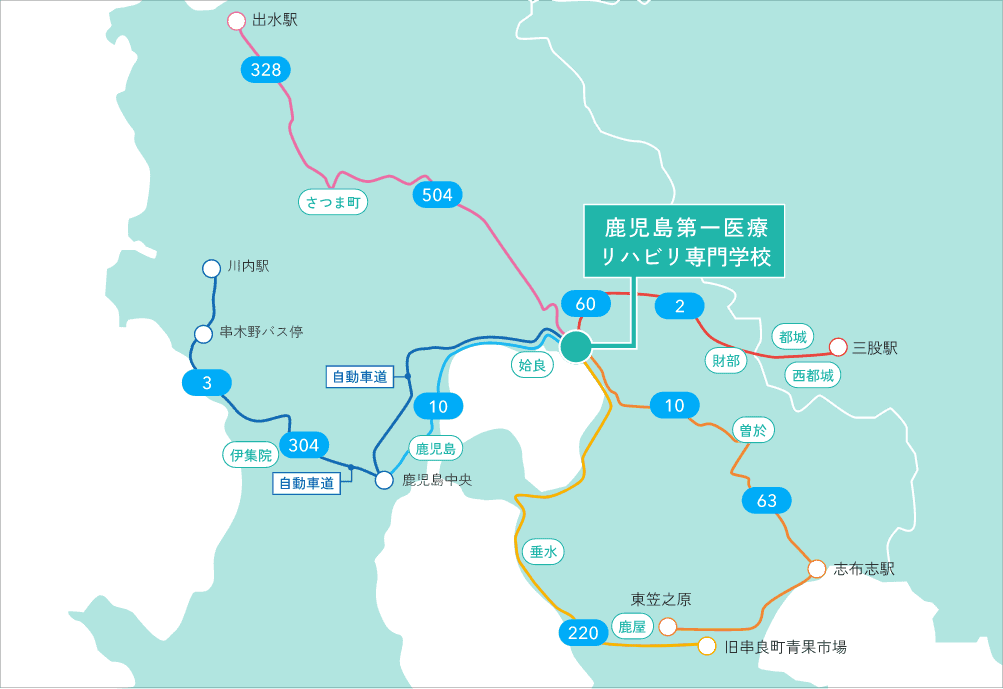 スクールバス6路線の経路図